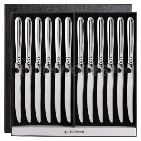 СТОЛОВЫЙ НАБОР ИЗ МЕЛЬХИОРА "КАПЕЛЬКА" (12 НОЖЕЙ) – КОЛЬЧУГИНСКИЙ МЕЛЬХИОР