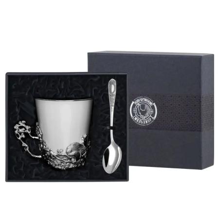 НАБОР ДЛЯ ЧАЯ "КУНИЦА" С ЧЕРНЕНИЕМ – КОЛЬЧУГИНСКИЙ МЕЛЬХИОР