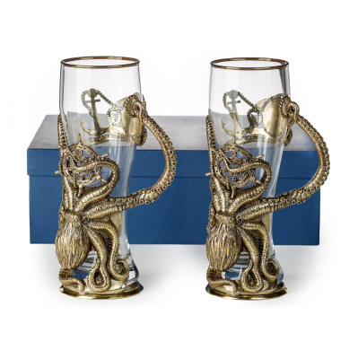 ПИВНОЙ БОКАЛ "ОСЬМИНОГ" ЛАТУННЫЙ 2 ШТ