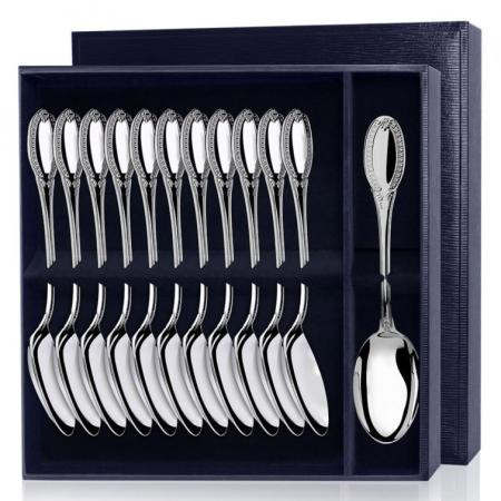 СЕРЕБРЯНЫЙ СТОЛОВЫЙ НАБОР "ИМПЕРАТОР" (12 СТОЛОВЫХ ЛОЖЕК) – АРГЕНТА