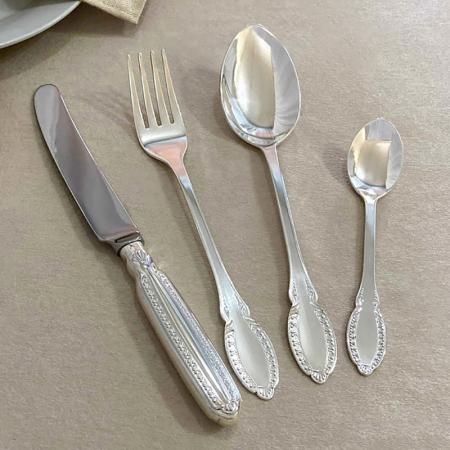 Серебряные столовые приборы купить в Москве СЕРЕБРЯНЫЙ СТОЛОВЫЙ НАБОР "ЗАСТОЛЬНЫЙ" (48 ПРЕДМЕТОВ) - СЕВЕРНАЯ ЧЕРНЬ