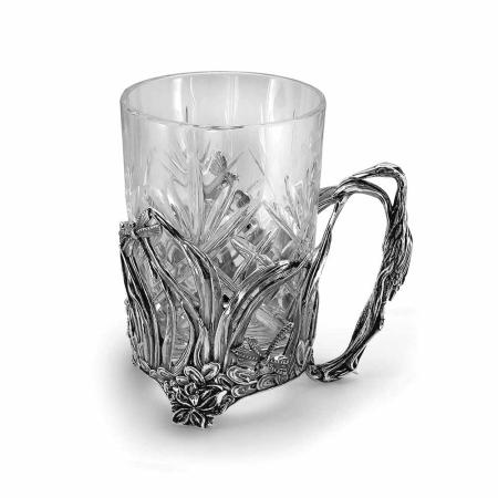 СЕРЕБРЯНЫЙ ПОДСТАКАННИК "ЦАПЛЯ" С ЧЕРНЕНИЕМ – КРАСНАЯ ПРЕСНЯ