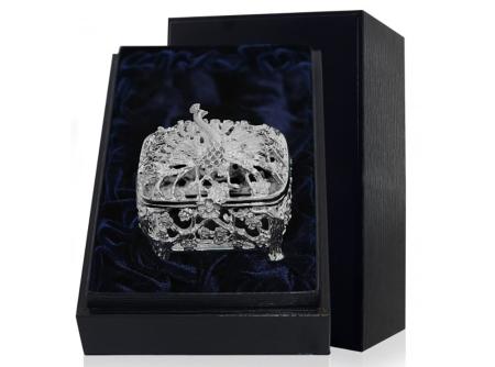 СЕРЕБРЯНАЯ ШКАТУЛКА "ПАВЛИН" С ЧЕРНЕНИЕМ – АРГЕНТА