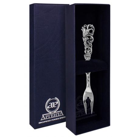 ВИЛКА ДЛЯ ЛИМОНА ИЗ СЕРЕБРА "ОХОТНИЧЬЯ" С ЧЕРНЕНИЕМ