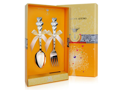 ДЕТСКИЕ СТОЛОВЫЕ ПРИБОРЫ "МИШКА С СЕРДЕЧКАМИ" (2 ПРЕДМЕТА) – АРГЕНТА