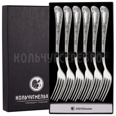 СТОЛОВЫЙ НАБОР ИЗ МЕЛЬХИОРА "ГЛОРИЯ" С ЧЕРНЕНИЕМ (6 ВИЛОК) – МСТЕРСКИЙ ЮВЕЛИР