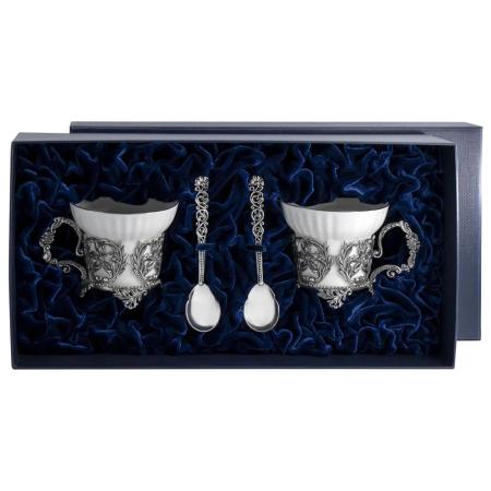 СЕРЕБРЯНАЯ ЧАЙНАЯ ПАРА "СИМФОНИЯ" С ЧЕРНЕНИЕМ – АРГЕНТА