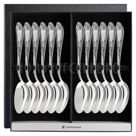 СТОЛОВЫЙ НАБОР ИЗ МЕЛЬХИОРА "КЛАССИКА" С ЧЕРНЕНИЕМ (12 ЛОЖЕК) – МСТЕРСКИЙ ЮВЕЛИР