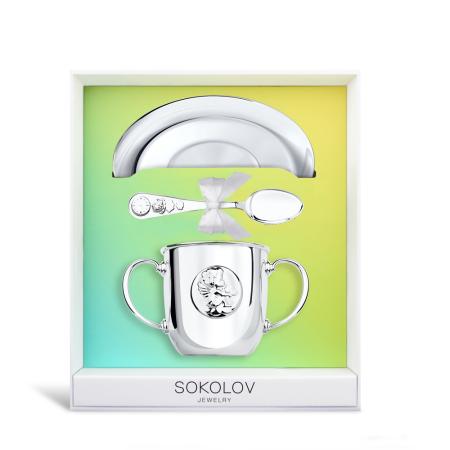 ДЕТСКИЙ НАБОР "АНГЕЛОЧЕК" (ПОИЛЬНИК, ЛОЖКА, БЛЮДЦЕ) – SOKOLOV