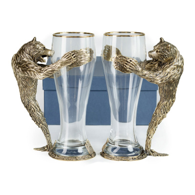 ПИВНОЙ БОКАЛ "МЕДВЕДЬ" ЛАТУННЫЙ (2 ШТ)