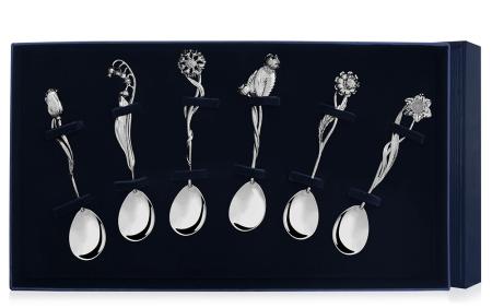 НАБОР СЕРЕБРЯНЫХ ЧАЙНЫХ ЛОЖЕК "ЦВЕТЫ РОССИИ" (6 ШТУК) – АРГЕНТА