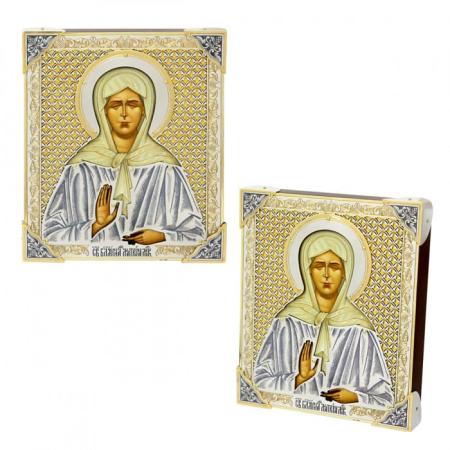 СЕРЕБРЯНАЯ ИКОНА "СВЯТАЯ БЛАЖЕННАЯ МАТРОНА" АРТ. 50610015А15 – СЕВЕРНАЯ ЧЕРНЬ