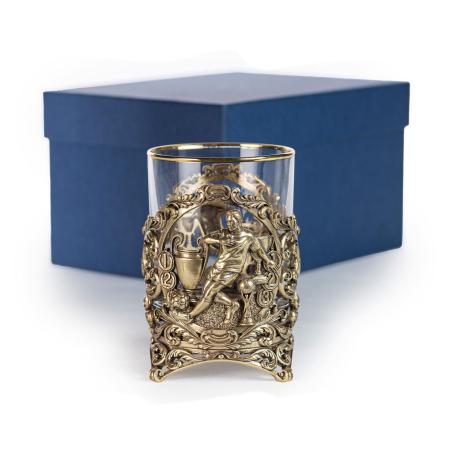 СТАКАН ДЛЯ ВИСКИ "ФУТБОЛ" ЛАТУННЫЙ