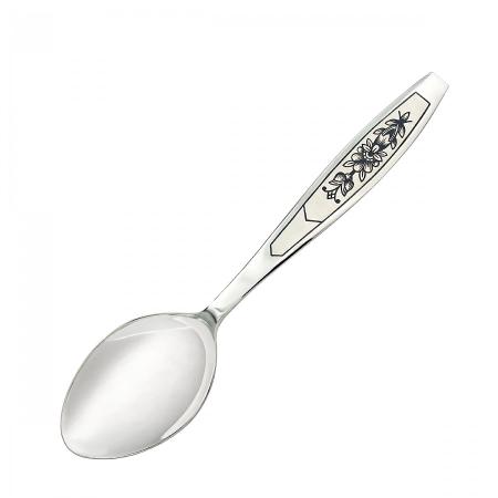 СЕРЕБРЯНАЯ ДЕСЕРТНАЯ ЛОЖКА "АСТРА" С ЧЕРНЕНИЕМ  - СЕВЕРНАЯ ЧЕРНЬ