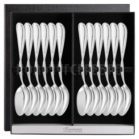 СЕРЕБРЯНЫЙ СТОЛОВЫЙ НАБОР "БЕСКОНЕЧНОСТЬ" №26 (12 ЛОЖЕК) - МСТЕРСКИЙ ЮВЕЛИР