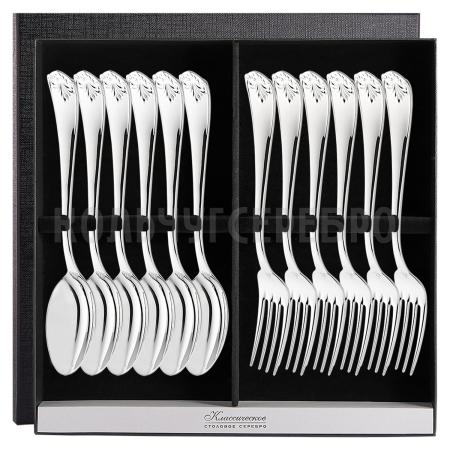 СЕРЕБРЯНЫЙ СТОЛОВЫЙ НАБОР "ANTIQUE" (6 ВИЛОК, 6 ЛОЖЕК) – SOKOLOV