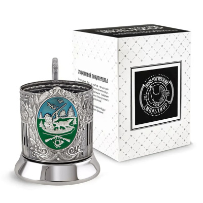 ПОДСТАКАННИК "ОХОТНИК(СОВЕТСКИЙ)" ЭМАЛЬ НИКЕЛИРОВАННЫЙ – КОЛЬЧУГИНСКИЙ МЕЛЬХИОР