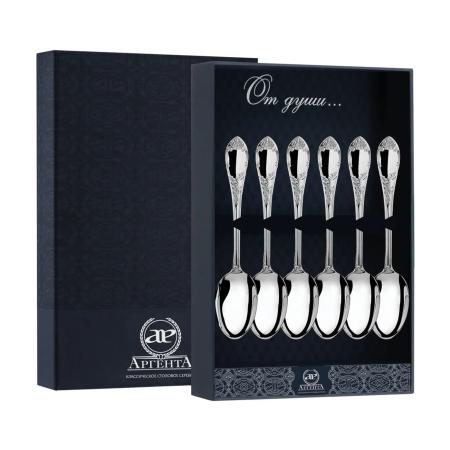 СЕРЕБРЯНЫЙ СТОЛОВЫЙ НАБОР "ПРЕСТИЖ" (6 КОФЕЙНЫХ ЛОЖЕК) – АРГЕНТА