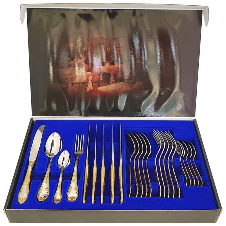 СТОЛОВЫЙ НАБОР ИЗ НЕРЖАВЕЮЩЕЙ СТАЛИ "ПОСОЛЬСКИЙ" М18 ЛНТП (24 ПРЕДМЕТА)