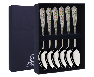 НАБОР СЕРЕБРЯНЫХ ЧАЙНЫХ ЛОЖЕК "ЛЕТО-РОМАШКА" (6 ШТУК) – АРГЕНТА