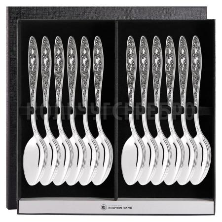 СТОЛОВЫЙ НАБОР ИЗ МЕЛЬХИОРА "МОРОЗКО" (12 ЛОЖЕК) – КОЛЬЧУГИНСКИЙ МЕЛЬХИОР