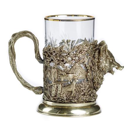 ПОДСТАКАННИК "РУССКИЙ ЛЕС - КАБАН" ЛАТУННЫЙ