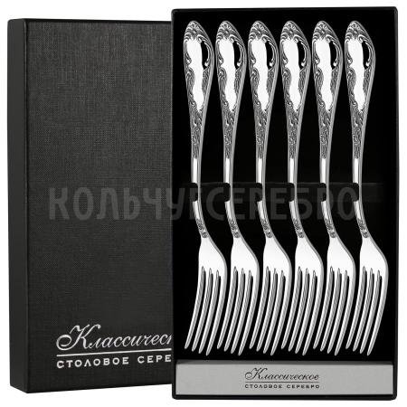 СЕРЕБРЯНЫЙ СТОЛОВЫЙ НАБОР "ПОСОЛЬСКИЙ" М-18 С ЧЕРНЕНИЕМ (6 ВИЛОК) – ПАВЛОВСКИЙ ЗАВОД