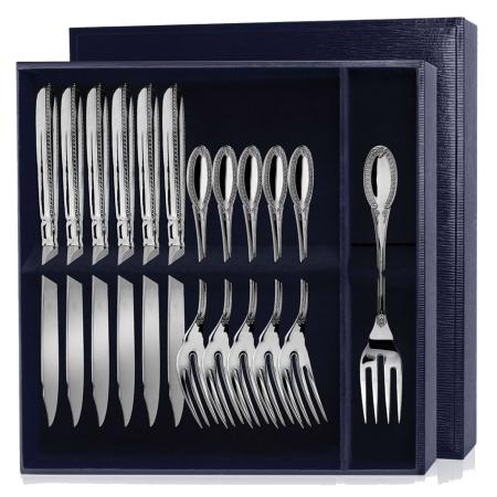 СЕРЕБРЯНЫЙ СТОЛОВЫЙ НАБОР ДЛЯ РЫБЫ "ИМПЕРАТОР" (6 НОЖЕЙ, 6 ВИЛОК) – АРГЕНТА