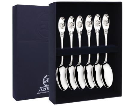 СЕРЕБРЯНЫЙ СТОЛОВЫЙ НАБОР "ЕДИНСТВО" (6 ЧАЙНЫХ ЛОЖЕК) – АРГЕНТА