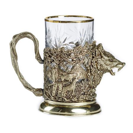 ПОДСТАКАННИК "РУССКИЙ ЛЕС - ВОЛК" ЛАТУННЫЙ