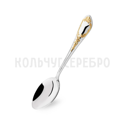 СЕРЕБРЯНАЯ ДЕСЕРТНАЯ ЛОЖКА "ВЕСНА" С ПОЗОЛОТОЙ – КРАСНАЯ ПРЕСНЯ