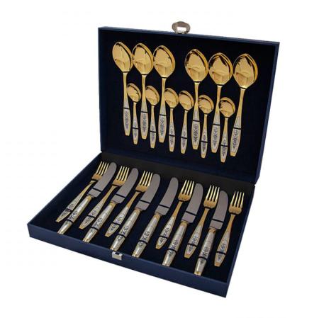 СЕРЕБРЯНЫЙ СТОЛОВЫЙ НАБОР "АСТРА" ПОЗОЛОЧЕННЫЙ (24 ПРЕДМЕТА) - СЕВЕРНАЯ ЧЕРНЬ