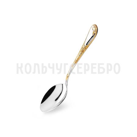 СЕРЕБРЯНАЯ ЧАЙНАЯ ЛОЖКА "ИРИСЫ" С ПОЗОЛОТОЙ М-22 – ПАВЛОВСКИЙ ЗАВОД