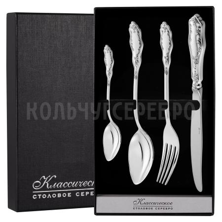 СЕРЕБРЯНЫЙ СТОЛОВЫЙ НАБОР "ВОСТОК" №12 (4 ПРЕДМЕТА) - МСТЕРСКИЙ ЮВЕЛИР