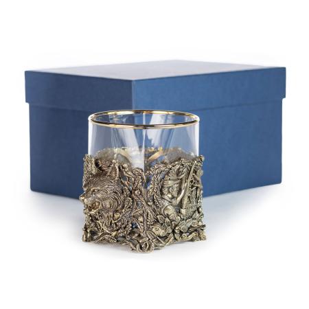 СТАКАН ДЛЯ ВИСКИ "РУССКИЙ ЛЕС - РЫСЬ" ЛАТУННЫЙ