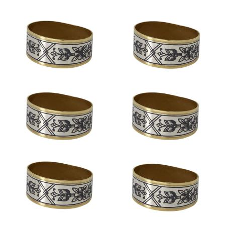 СЕРЕБРЯНЫЕ КОЛЬЦА ДЛЯ САЛФЕТОК "АСТРА"  6 ШТ. - СЕВЕРНАЯ ЧЕРНЬ