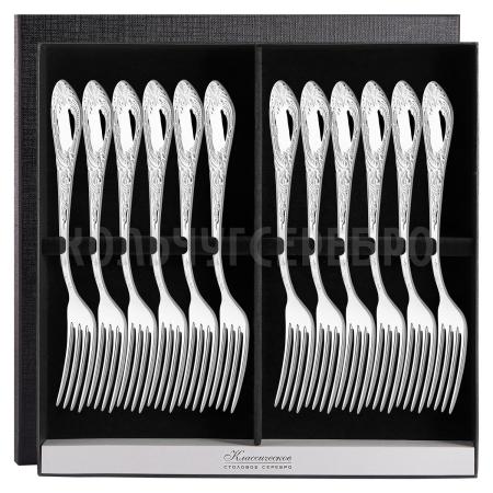 СЕРЕБРЯНЫЙ СТОЛОВЫЙ НАБОР "ФАНТАЗИЯ" М-25 (12 ВИЛОК) – ПАВЛОВСКИЙ ЗАВОД