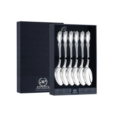 СЕРЕБРЯНЫЙ СТОЛОВЫЙ НАБОР "СЕРЕБРЯНАЯ РОЗА" (6 КОФЕЙНЫХ ЛОЖЕК) – АРГЕНТА