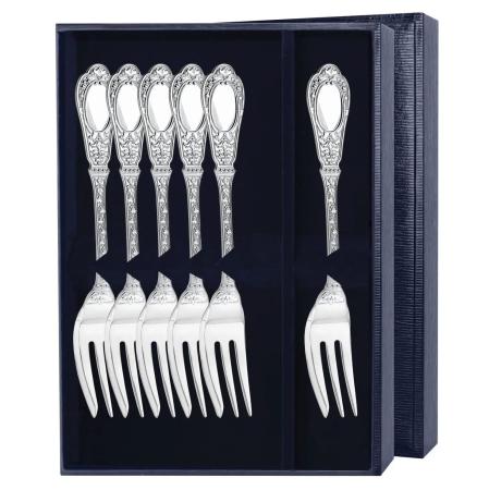СЕРЕБРЯНЫЙ СТОЛОВЫЙ НАБОР "ФАМИЛЬНЫЙ" (6 ВИЛОК ДЛЯ ТОРТА) – АРГЕНТА