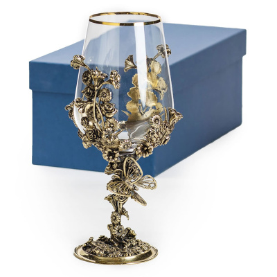 БОКАЛ ДЛЯ ВИНА "ЦВЕТОЧНАЯ ФАНТАЗИЯ" ЛАТУННЫЙ