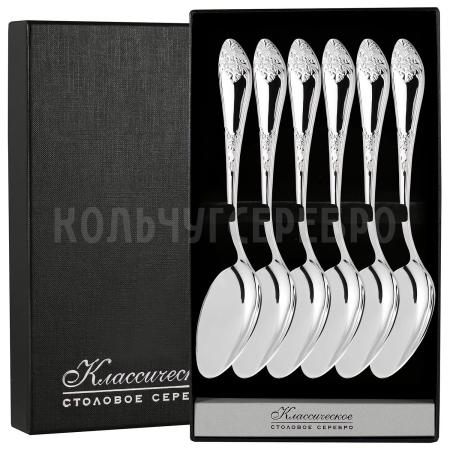 СЕРЕБРЯНЫЙ ДЕСЕРТНЫЙ НАБОР "ДВОРЦОВЫЙ" М-17 (6 ДЕСЕРТНЫХ ЛОЖЕК) – ПАВЛОВСКИЙ ЗАВОД
