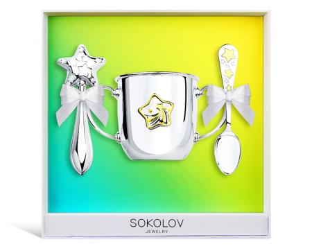 ДЕТСКИЙ НАБОР "ЗВЕЗДА" С ПОЗОЛОТОЙ (ПОИЛЬНИК, ЛОЖКА, ПОГРЕМУШКА) – SOKOLOV ДЕТСКИЙ НАБОР "ЗВЕЗДА" С ПОЗОЛОТОЙ (ПОИЛЬНИК, ЛОЖКА, ПОГРЕМУШКА) – SOKOLOV