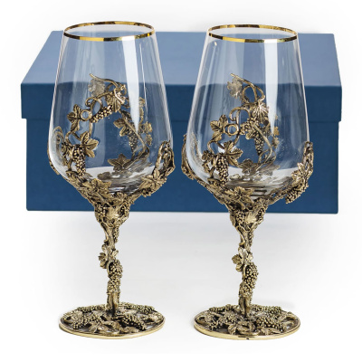БОКАЛ ДЛЯ ВИНА "ВИНОГРАД" ЛАТУННЫЙ 2 ШТ