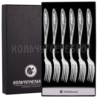 ДЕСЕРТНЫЙ НАБОР ИЗ МЕЛЬХИОРА "ПЛАМЯ" (6 ДЕСЕРТНЫХ ВИЛОК) – КОЛЬЧУГИНСКИЙ МЕЛЬХИОР