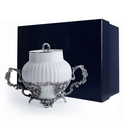СЕРЕБРЯНАЯ САХАРНИЦА "СИМФОНИЯ" С КРЫШКОЙ – АРГЕНТА