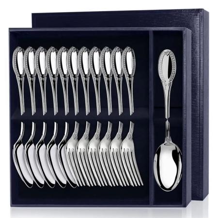 СЕРЕБРЯНЫЙ СТОЛОВЫЙ НАБОР "ИМПЕРАТОР" (6 ЛОЖЕК, 6 ВИЛОК) – АРГЕНТА