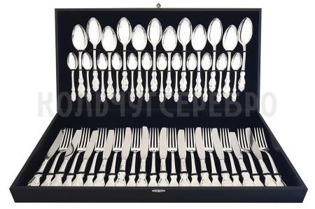 СТОЛОВЫЙ НАБОР ИЗ МЕЛЬХИОРА "ГЕРБ" (48 ПРЕДМЕТОВ) – КОЛЬЧУГИНСКИЙ МЕЛЬХИОР