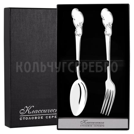 СЕРЕБРЯНЫЙ СТОЛОВЫЙ НАБОР "ВЕНЕЦИЯ" (2 ПРЕДМЕТА) - СЕВЕРНАЯ ЧЕРНЬ