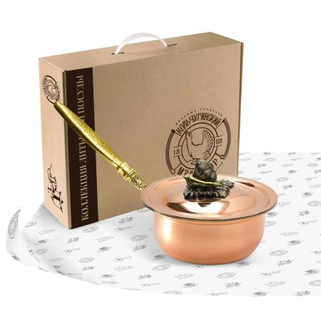 СОТЕЙНИК МЕДНЫЙ "ЧЕСНОК" С КРЫШКОЙ (ЛУЖЕНИЕ) 1,5 ЛИТРА – КОЛЬЧУГИНСКИЙ МЕЛЬХИОР