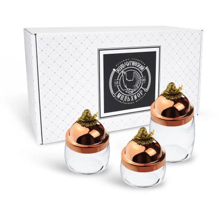 НАБОР БАНОК ДЛЯ СЫПУЧИХ ПРОДУКТОВ "ЧЕСНОК" МЕДНЫЕ (420/500/920 МЛ.) – КОЛЬЧУГИНСКИЙ МЕЛЬХИОР